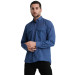 Varetta Mens Diplomat Blue Flap Double Pocket Solid Color Long Sleeve Cotton Shirt