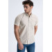Varetta Mens Ecru Short Sleeve Striped Summer Cotton Shirt