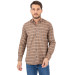 Varetta Mens Brown Striped Winter Pocketed Long Sleeve Classic Cut Shirt