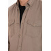 Varetta Mens Brown Lycra Double Pocket Plain Classic Cut Long Sleeve Denim Shirt