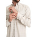 Varetta Mens Cream Flap Double Pocket Long Sleeve Checked Linen Effect Shirt