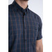 Varetta Mens Navy Blue Short Sleeve Checkered Summer Cotton Shirt
