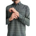 Varetta Mens Green Checkered Long Sleeve Shirt With Pockets