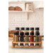 11 Piece Glass Spice Set With Wooden Stand And Ladder Spice Rack