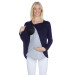 Navy Blue Cotton Viscose Maternity Long Sleeve Breastfeeding Blouse