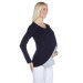 Navy Blue Cotton Viscose Maternity Long Sleeve Breastfeeding Blouse