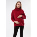 Zippered Maternity Sweatshirt Claret Red