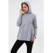 Drawstring Zippered Breastfeeding Sweatshirt Gray