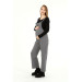 Winter Long Houndstooth Pattern Maternity Salopet Gray