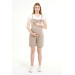 Beige Maternity Shorts Salopet