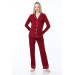 Buttoned Pijama Maternity Pajama Set Claret Red