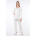 Lace Maternity Pajama Set With Dressing Gown Ecru