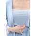 Lace Nursing Nightgown With Dressing Gown And Front Split Blue