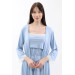 Lace Nursing Nightgown With Dressing Gown And Front Split Blue