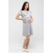 Front Split Lace Maternity Nightgown Gray