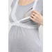 Front Split Lace Maternity Nightgown Gray