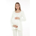 Lacy Breastfeeding Maternity Pajama Set Ecru