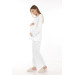 Lacy Breastfeeding Maternity Pajama Set Ecru