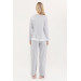 Buttoned Pocket Lace Maternity Pajama Set Gray