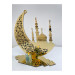Ramadan Decorative Gold Plexiglass Candle Holder Crescent And Mosque 40X40Cm