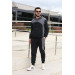 Men Tracksuit With Pockets And Elasticated Hems, Black, Smoke, Size L