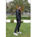 Men Tracksuit Set With 2 Thread Fabric Pockets And Elasticated Hems, Black, Size M