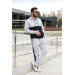 Men Tracksuit Set With Pockets And Elastic Legs, Gray, Black, Size Xxl