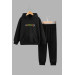 Unisex Kids Black Sweatshirt And Sweatpants Set Printed Unisex, 11 Years Old