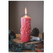 Floral Patterned Vanilla Scented Baton Candle Red