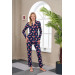 Women Buttoned Patterned Pajama Set