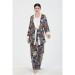 Women 3 Piece Pajama Set With Dressing Gown And Top Strap