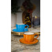 Set Of 2 Porcelain Coffee Cups With Blue Orange Hand Decoration