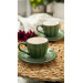 Hand Decorated 4 Piece Coffee Set For 2 People Green