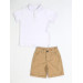 Casa Beige Gabardine Shorts Polo Tshirt Set