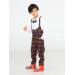 Plaid Strap Boy Baggy Overalls Bow Tie Tshirt