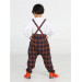 Plaid Strap Boy Baggy Overalls Bow Tie Tshirt