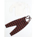 Plaid Strap Boy Baggy Overalls Bow Tie Tshirt