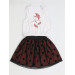 Flock Printed Tulle Girls Skirt Set