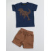 Brown Written Boy Shorts Set