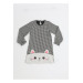 Shiny Cat Embroidered Houndstooth Girls Dress