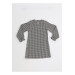 Shiny Cat Embroidered Houndstooth Girls Dress