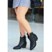 Black Leather Heeled Boots