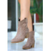 Mink Suede Heeled Boots