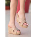 Nude Skin Wedge Heel Slippers