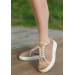 Nude Velvet Lace-Up Sneakers