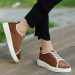 Tan Velvet Lace-Up Sneakers