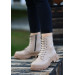 Nude Skin Lace Up Boots