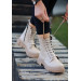 Nude Skin Lace Up Boots