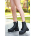 Black Skin Lace Up Boots