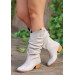 Beige Skin Heeled Boots